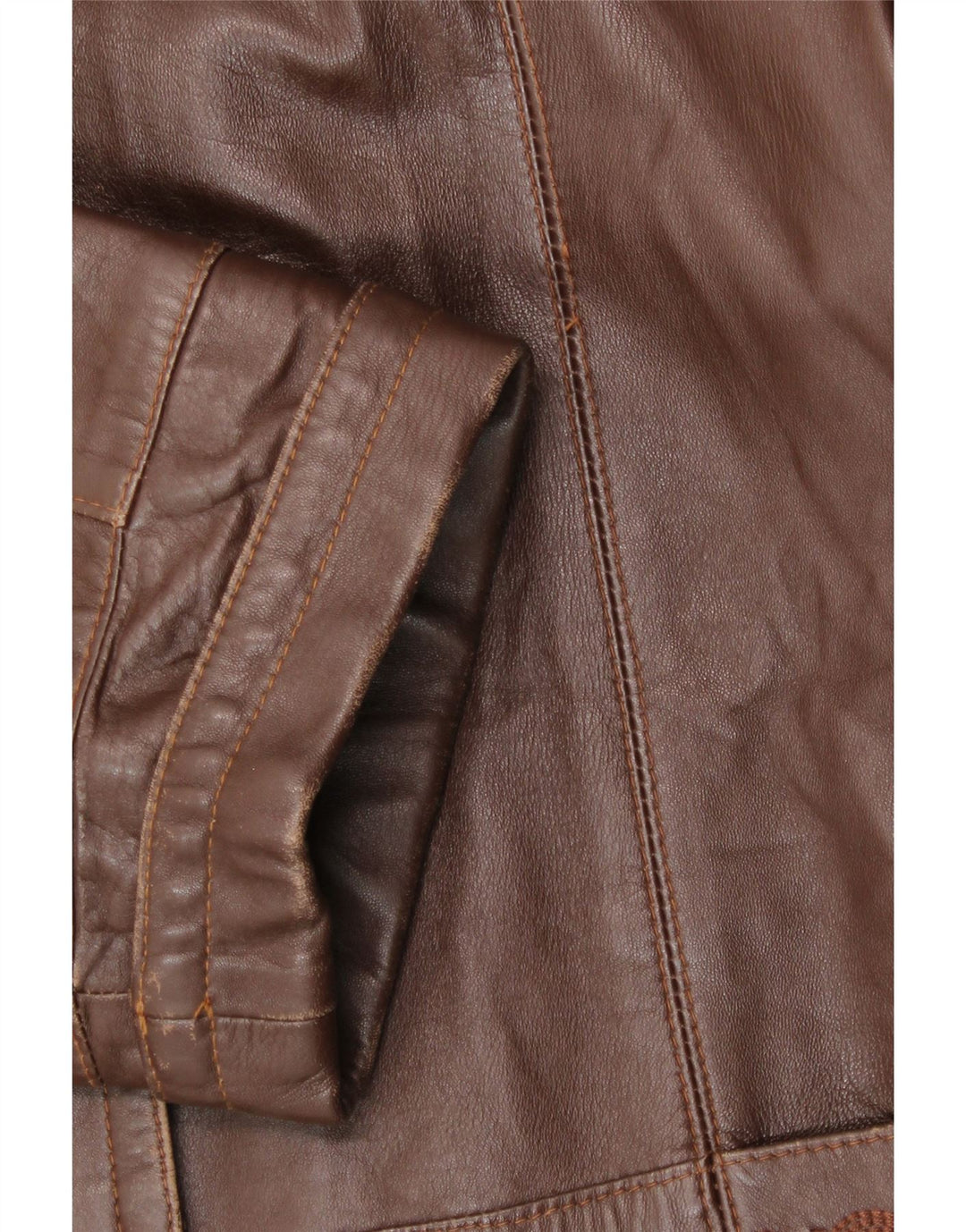 Vintage mujer con capucha abrigo de cuero holgado IT 44 cuero marrón medio