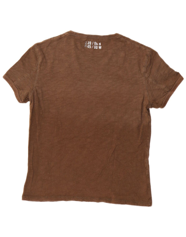 Gas Hombres Camiseta Gráfica Top Algodón Marrón Medio