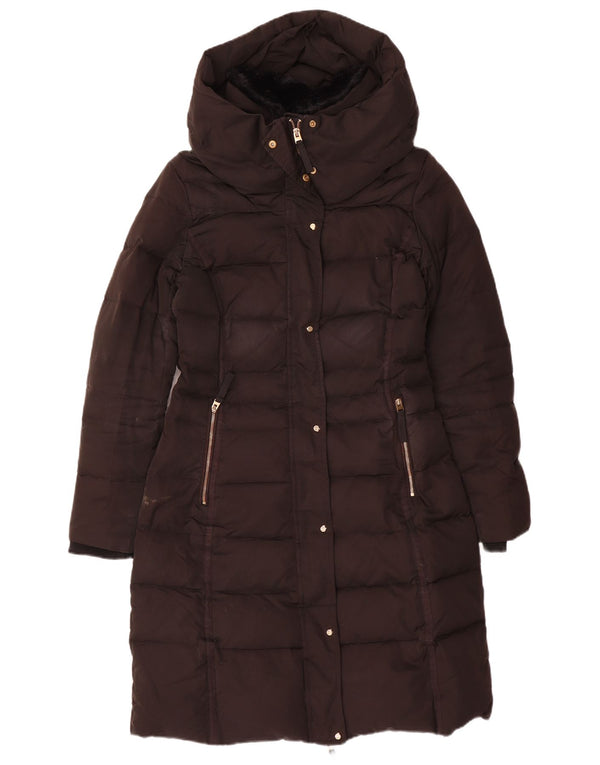 Zara Mujer Chaqueta Acolchada Con Capucha UK 10 Small Poliéster Negro
