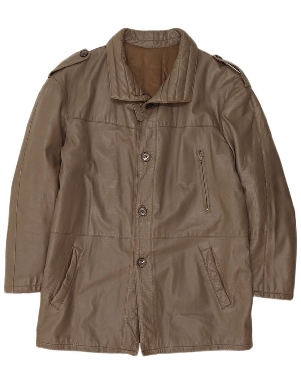 Chaqueta de cuero militar vintage para hombre IT 52 XL Marrón