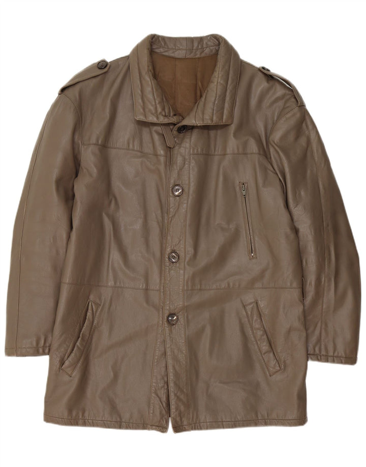 Chaqueta de cuero militar vintage para hombre IT 52 XL Marrón