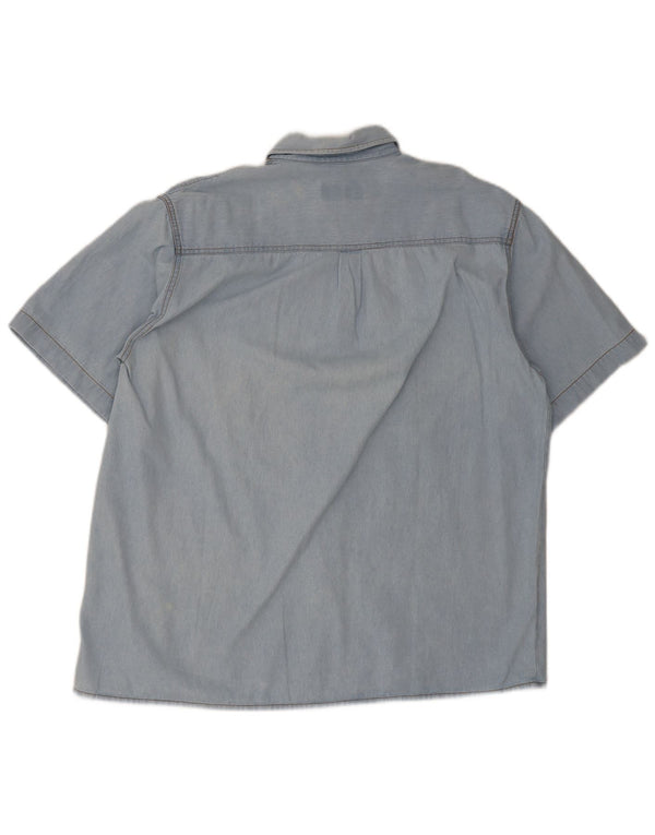 Camisa vaquera de manga corta para hombre Duty Free Algodón azul grande
