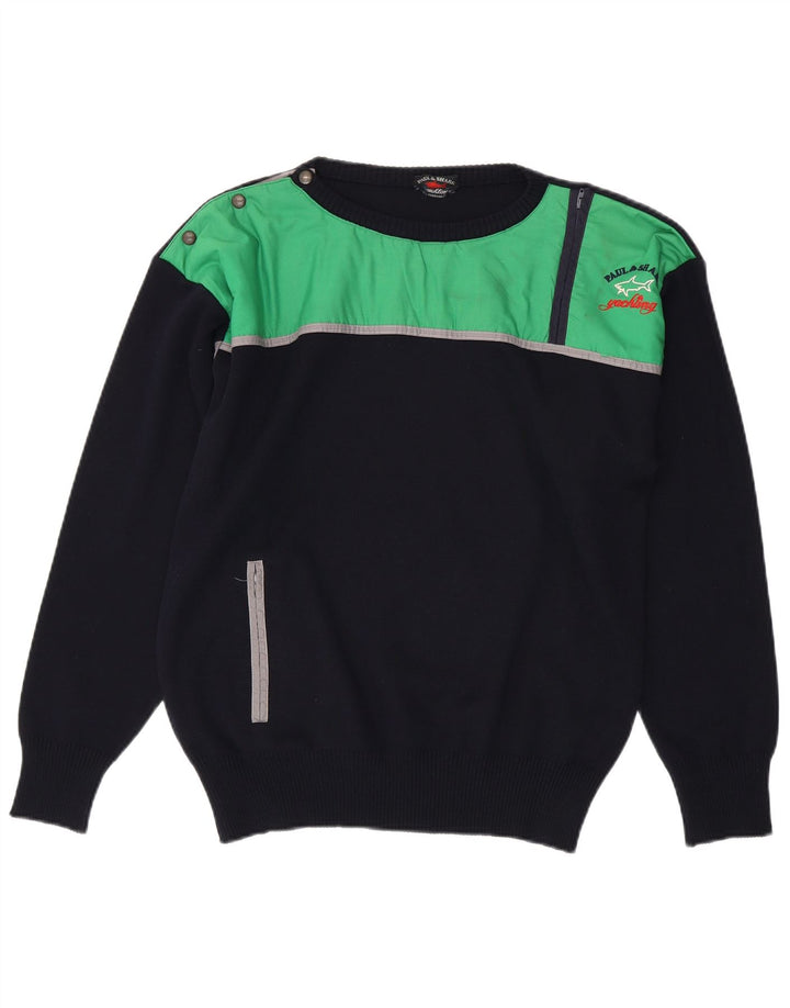 Paul & Shark Jersey con cuello y cremallera para hombre de lana virgen azul marino mediano