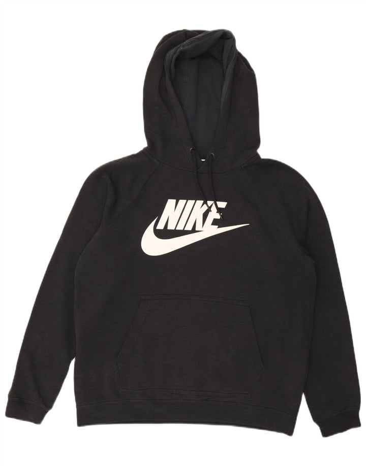 NIKE Sudadera con capucha gráfica para hombre, jersey de algodón negro mediano