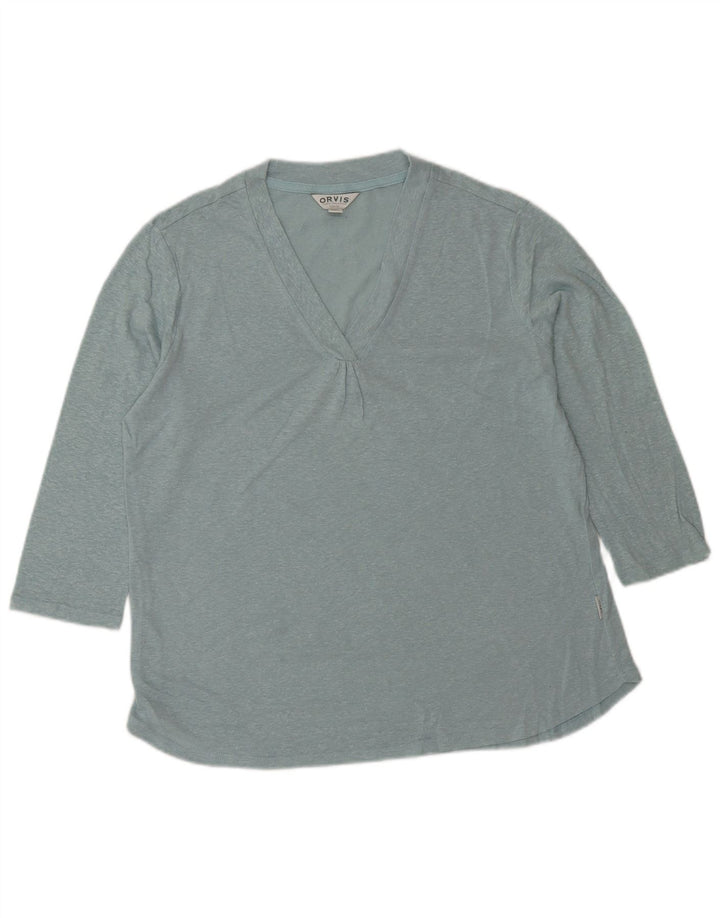 ORVIS Top extragrande para mujer manga 3/4 UK 10 Small Blue