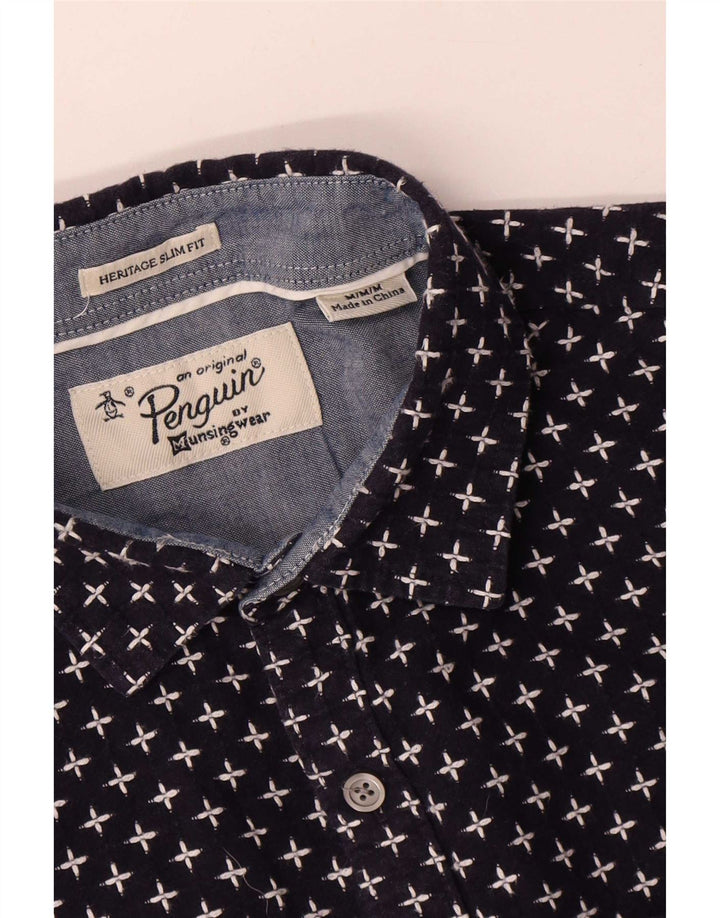Camisa de corte entallado con estampado abstracto Heritage de Penguin para hombre Azul marino mediano