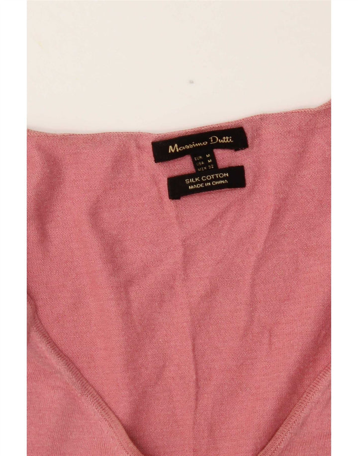 Massimo Dutti Jersey con Cuello en V para Mujer UK 42 Seda Rosa Mediana