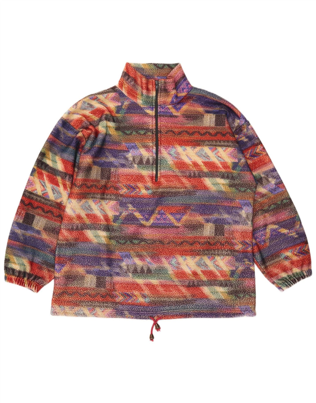 VINTAGE Jersey de vellón de gran tamaño para mujer Reino Unido 14 Medio Multicolor