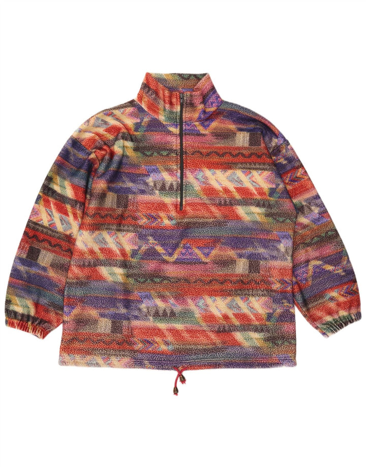 VINTAGE Jersey de vellón de gran tamaño para mujer Reino Unido 14 Medio Multicolor