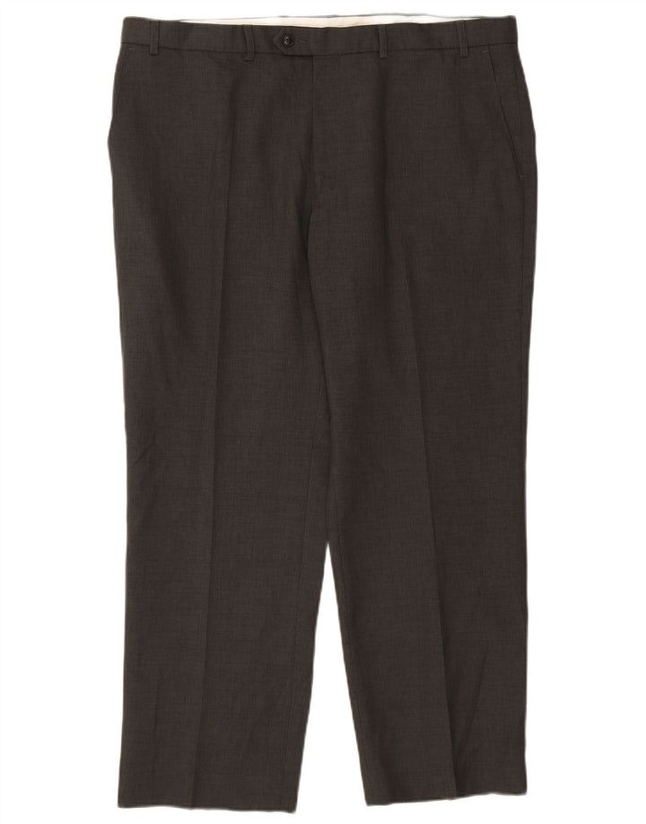 Marks & Spencer Pantalón de traje recto para hombre W40 L29 Poliéster gris