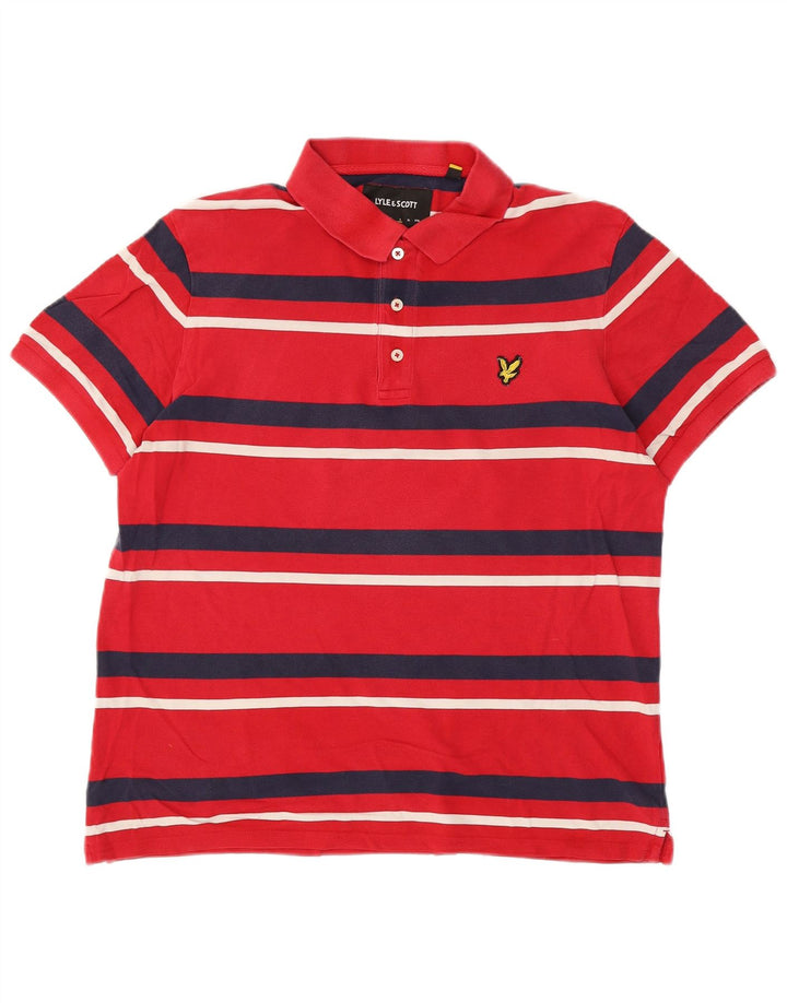 Lyle & Scott Polo para hombre de algodón a rayas rojas grandes