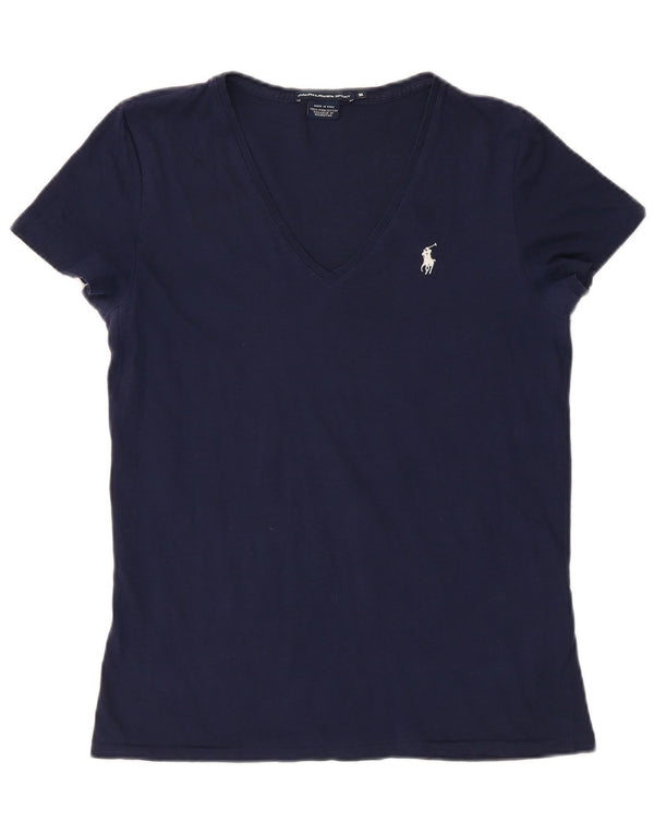RALPH LAUREN Camiseta para mujer Top UK 12 Medium Azul marino Algodón