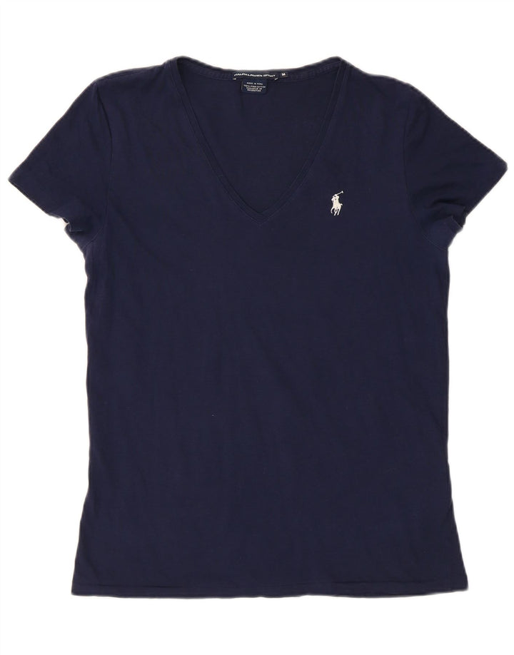 RALPH LAUREN Camiseta para mujer Top UK 12 Medium Azul marino Algodón