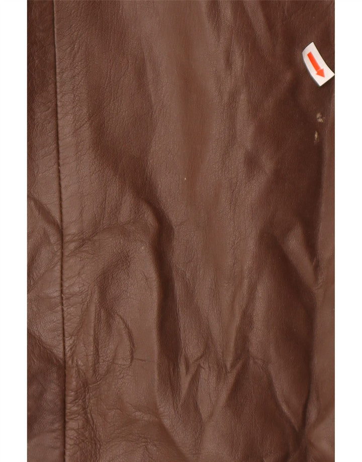 Camox Abrigo de cuero militar para hombre IT 50 Cuero marrón grande