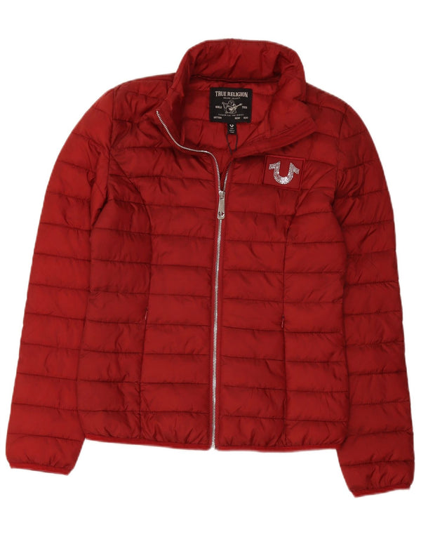 True Religion Chaqueta acolchada para mujer UK 10 Small Poliéster rojo