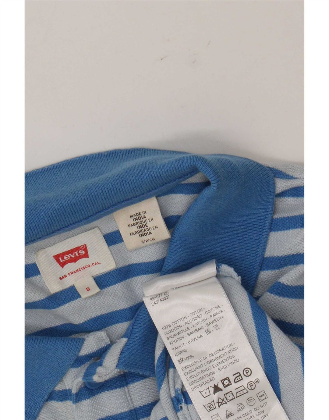 Levi's Polo Para Hombre De Algodón A Rayas Azul Pequeño