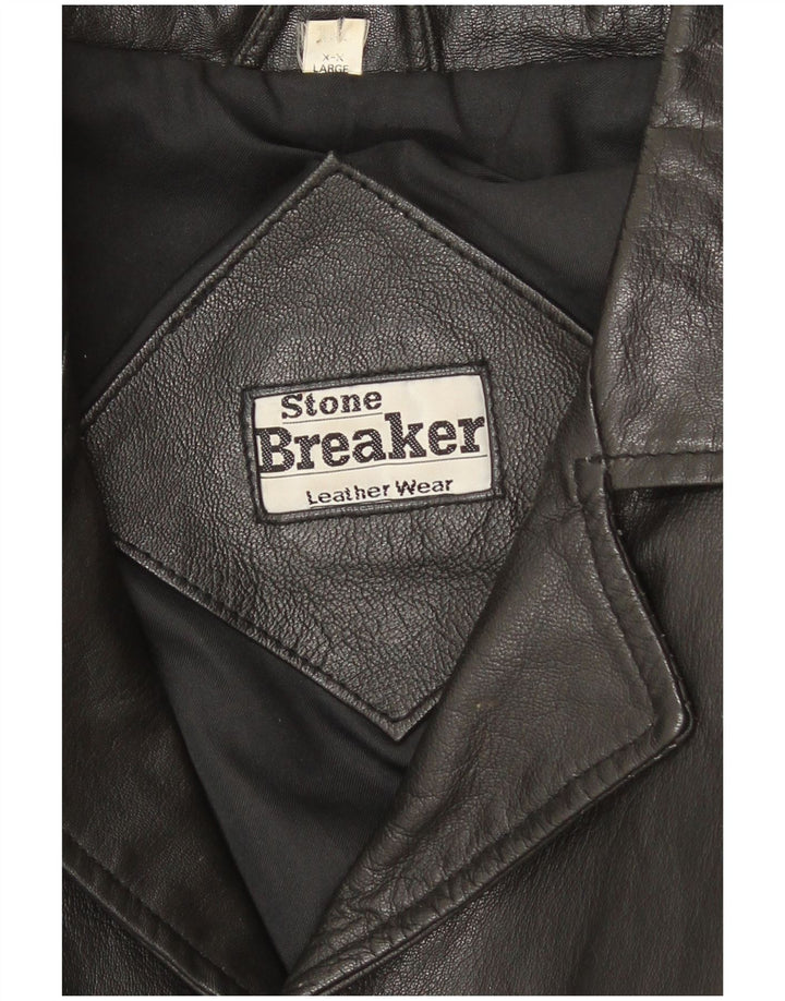 Vintage hombres chaqueta de cuero Reino Unido 40 grande negro