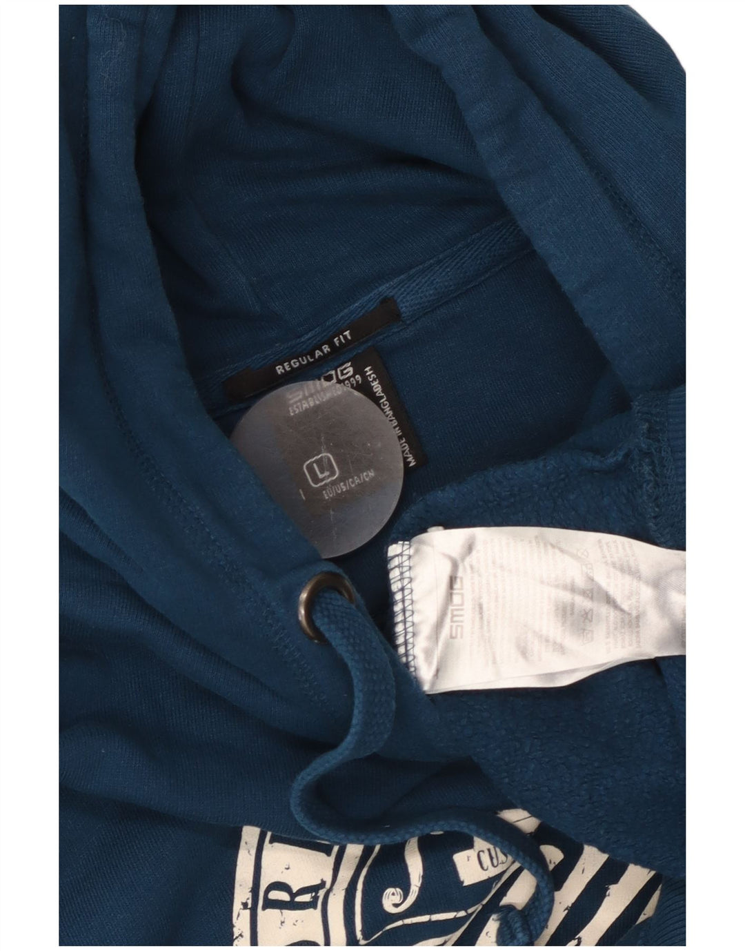 SMOG Hombre Gráfico Regular Fit Sudadera con Capucha Jersey Grande Azul Marino Algodón