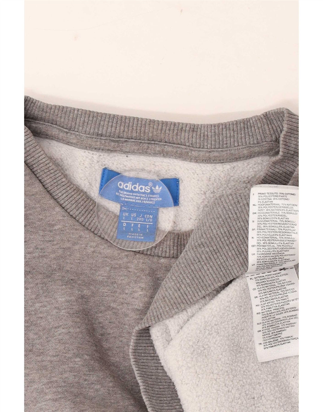 Adidas Hombre Sudadera Jumper Grande Gris Moteado Algodón