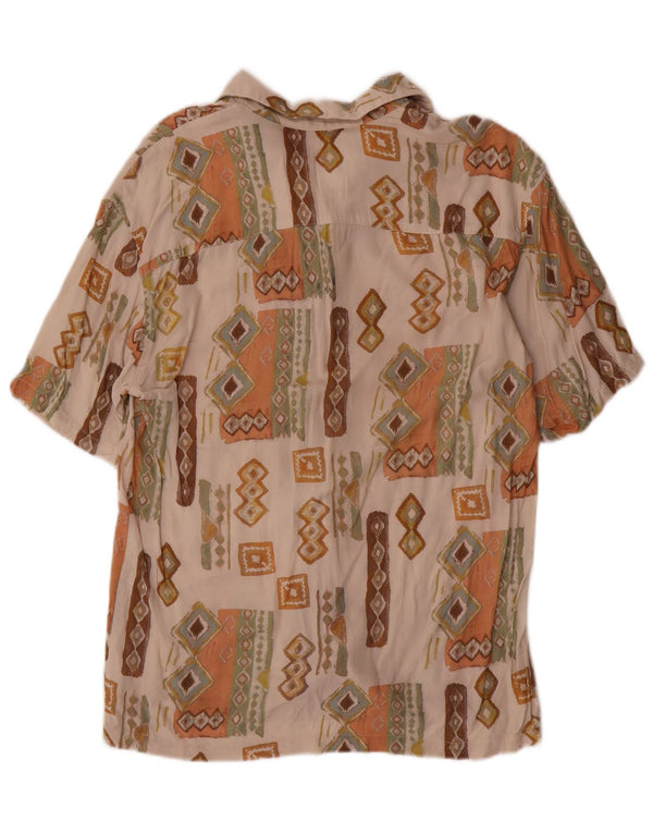 Camisa Pull & Bear Hombre Manga Corta XS Beige Geométrico