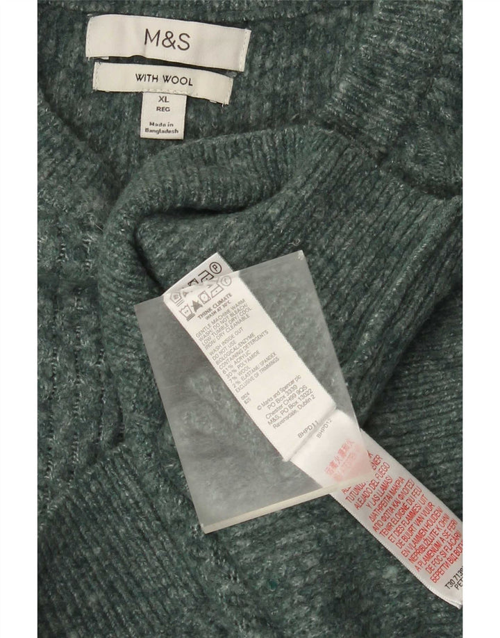 Marks & Spencer Jersey de Cuello Redondo para Hombre XL Acrílico Verde