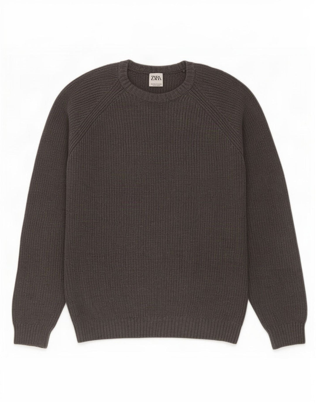 Zara Hombre Jersey Cuello Redondo Jersey Algodón Gris Medio