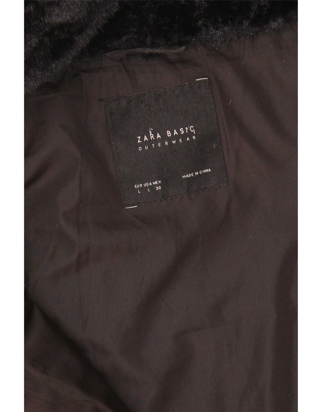 Zara Mujer Abrigo Acolchado Con Capucha UK 46 Large Negro