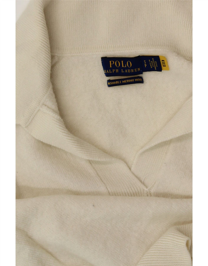 POLO RALPH LAUREN Suéter tipo jersey con cuello polo para mujer UK 10 Small Off White