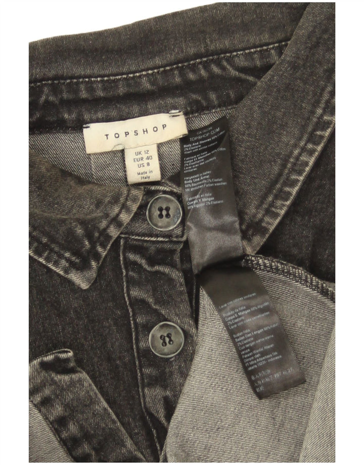 Topshop Camisa vaquera para mujer UK 12 Algodón gris medio