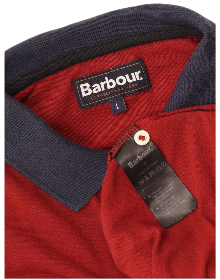 BARBOUR Polo Hombre Grande Algodón Rojo