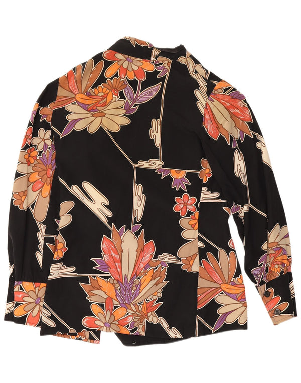 Pancaldi & B Blusa camisera para mujer UK 40 Small Black Floral Retro
