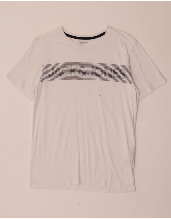 Jack & Jones Hombre Camiseta Gráfica Top Medium Blanco Algodón