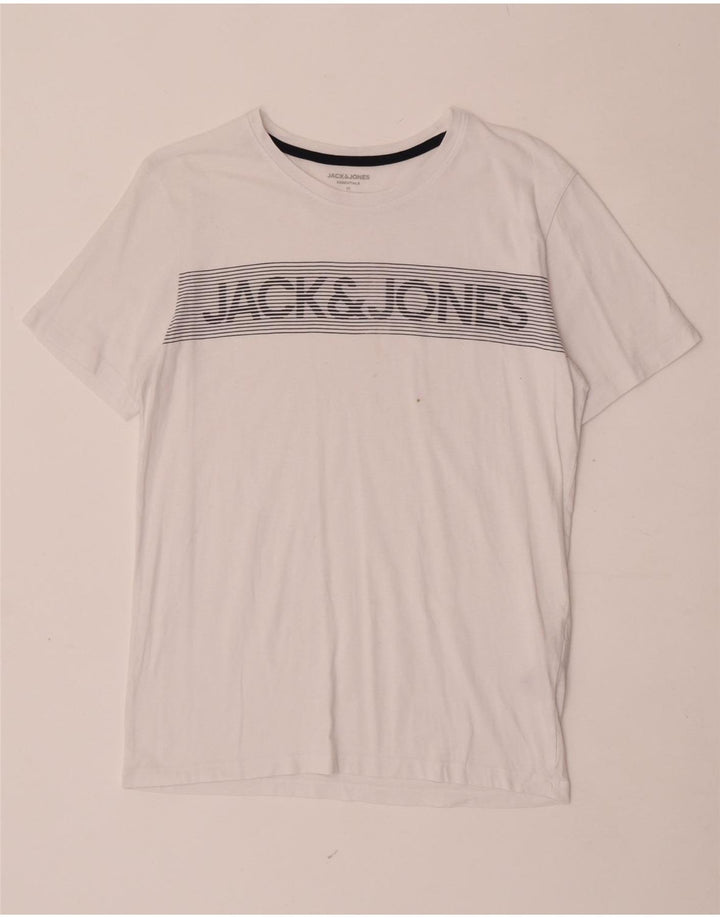 Jack & Jones Hombre Camiseta Gráfica Top Medium Blanco Algodón