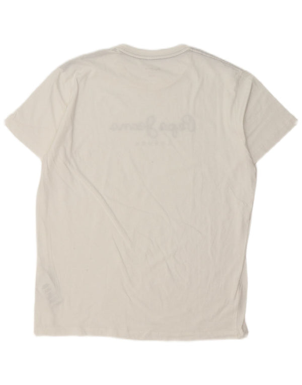 PEPE Jeans Camiseta gráfica de ajuste regular para hombre Top grande de algodón blanco