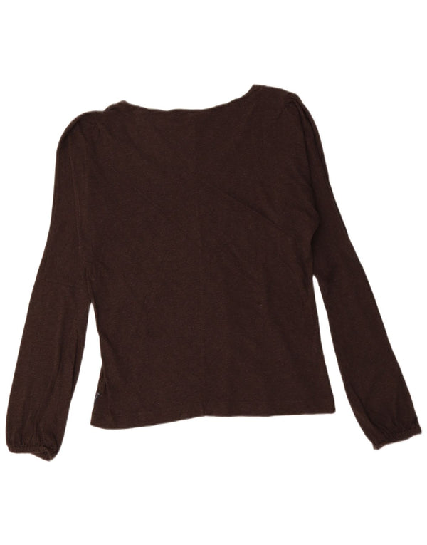 Armani Jeans Mujer Gráfico Top Manga Larga UK 46 Grande Marrón Algodón