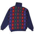 Benetton Jersey De Cuello Polo Para Hombre IT 48 Small Blue Argyle/Diamond Wool
