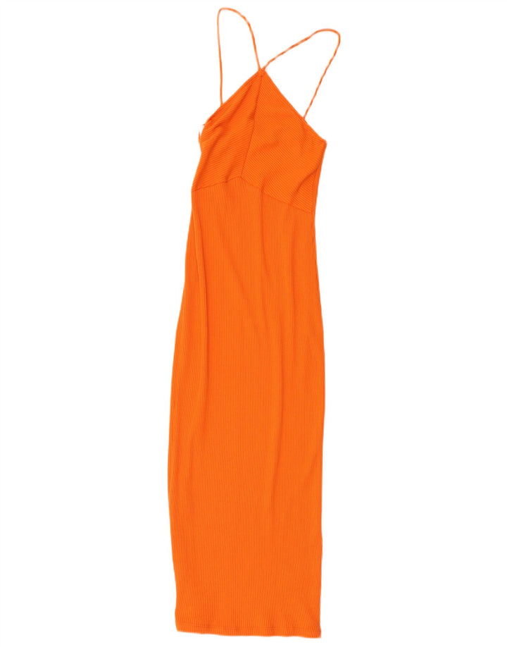 Zara Vestido Ajustado Mujer UK 10 Small Naranja