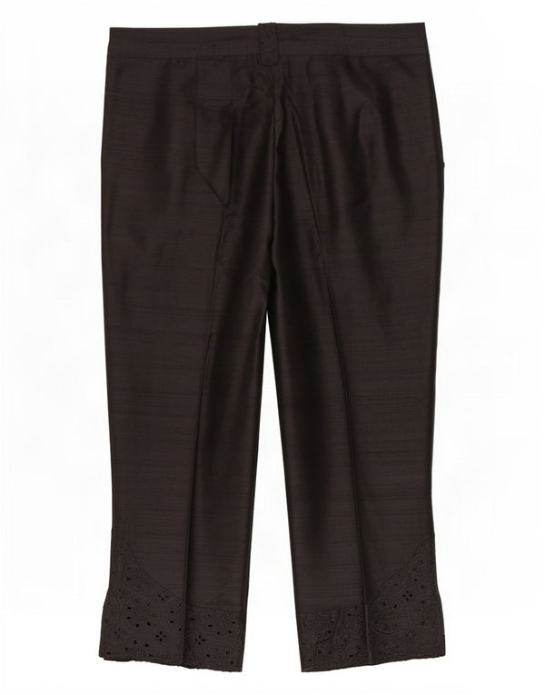 Vintage Hombres Capri Pantalones IT 40 Pequeño W28 L21 Seda Negra