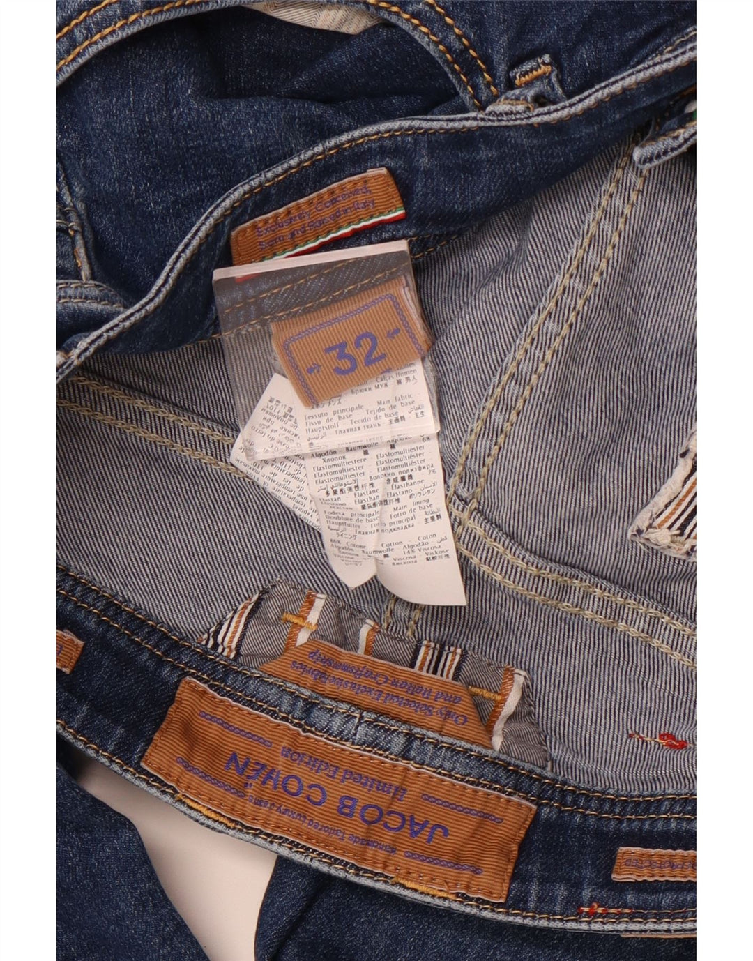 JACOB COHEN Vaqueros ajustados para mujer W32 L29 Algodón azul marino