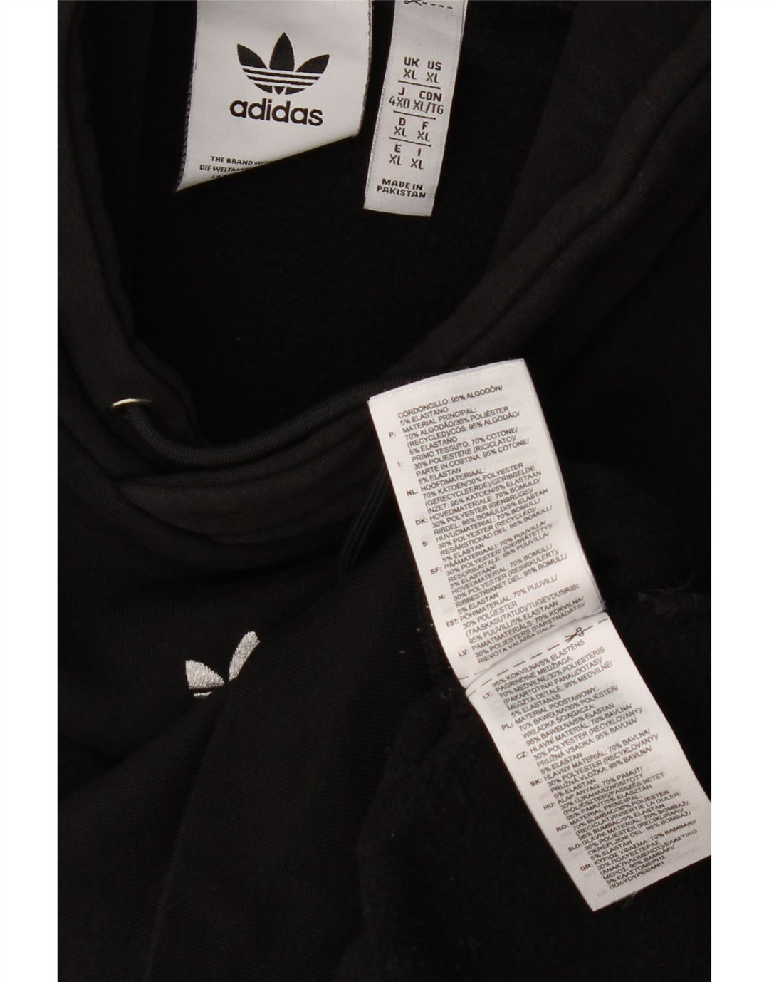 ADIDAS Sudadera con capucha gráfica para hombre XL Algodón negro