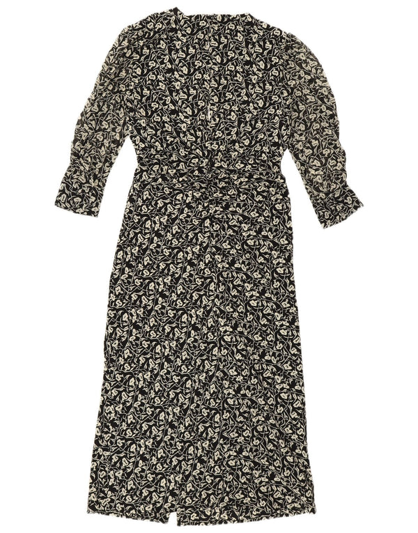 Topshop Vestido largo de manga 3/4 para mujer Petite UK 4 XS Poliéster floral negro