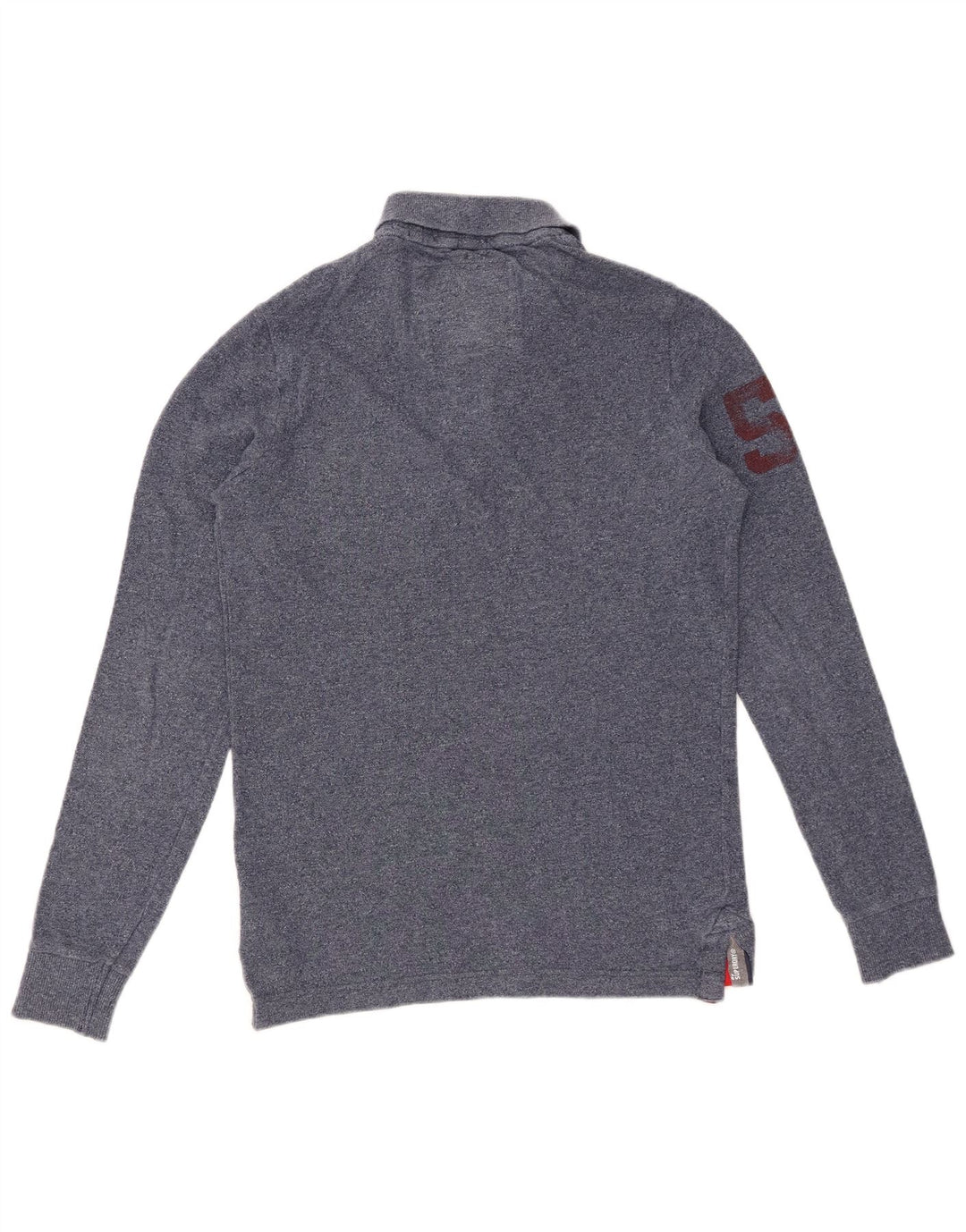 SUPERDRY Polo gráfico de manga larga para hombre pequeño de algodón azul marino