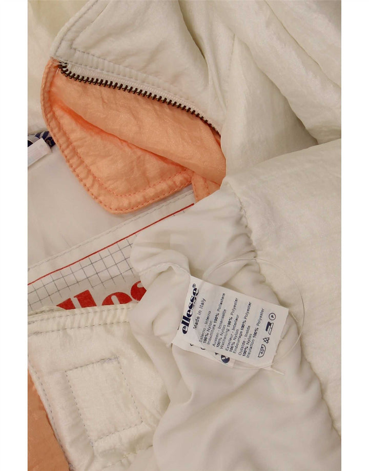 Chaqueta acolchada holgada para mujer Ellesse IT 48 XL Nylon blanco Retro