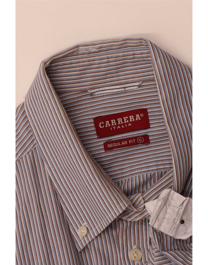 Camisa Carrera Hombre Regular Fit XL Algodón Rayas Azules