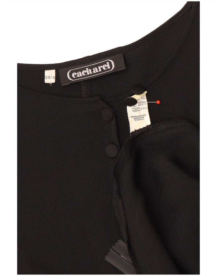 Cacharel Vestido evasé de manga larga para mujer EU 36 Small Viscosa negra