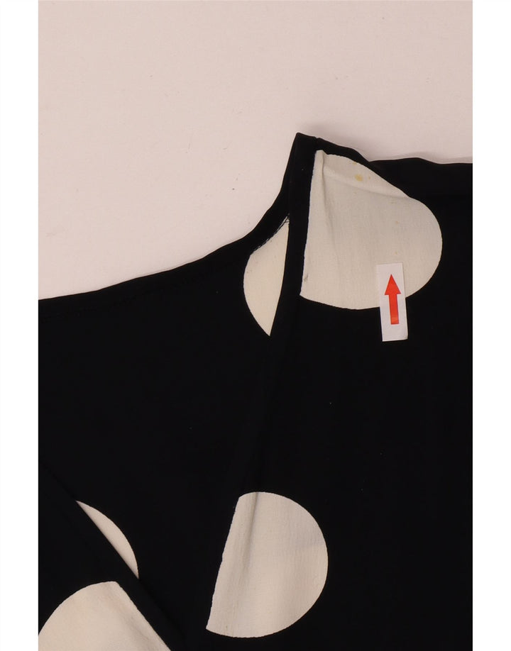 Vintage mujer A-Line vestido Reino Unido 12 medio negro lunares