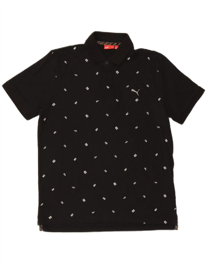 PUMA Mens Graphic Polo Shirt Large Black Cotton