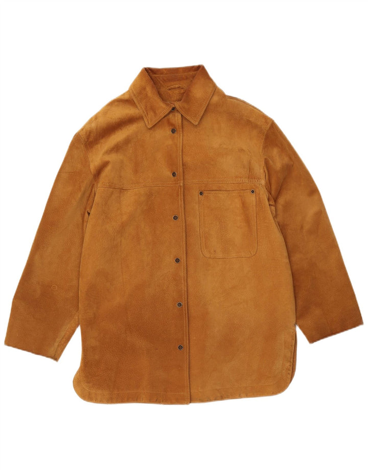 VINTAGE Chaqueta de ante para mujer IT 42 Cuero beige medio