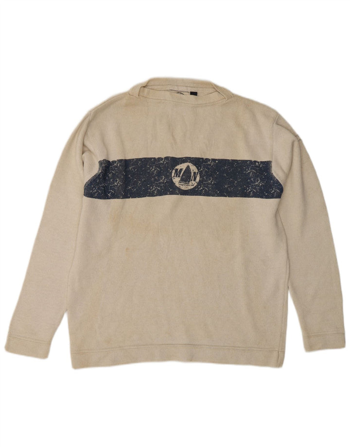 Murphy & Nye Mens Sailmakers Barco Cuello Jersey Suéter Pequeño Blanco Roto