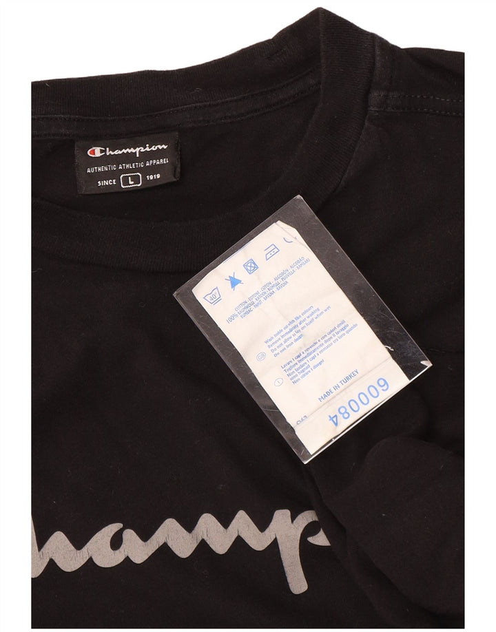 Champion Top gráfico para hombre de manga larga de algodón negro grande